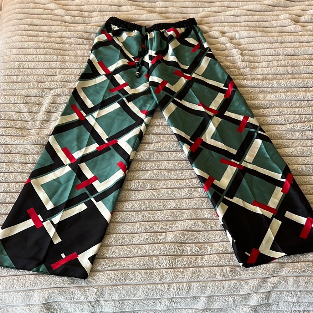 Zara Black and Red Geometric Trousers